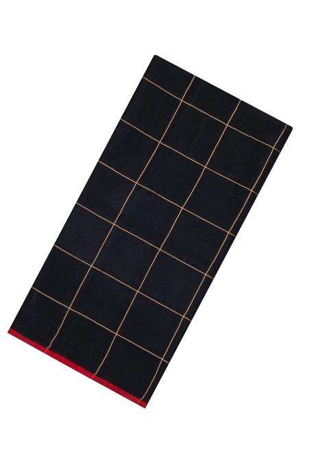 Black Woven Kota Silk Cotton Saree With Zari Checks With Checks And Stripes Design For Women