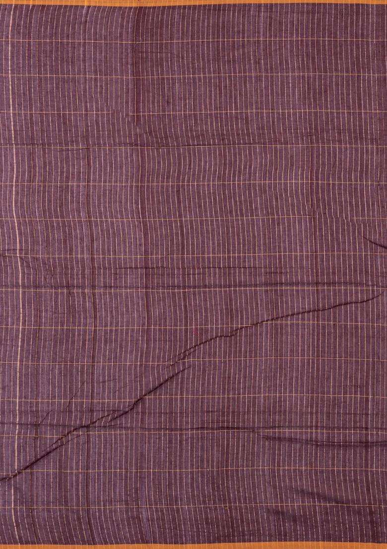 Maroon Woven Kota Silk Cotton Saree With Zari Checks With Checks And Stripes Design For Women - Indya