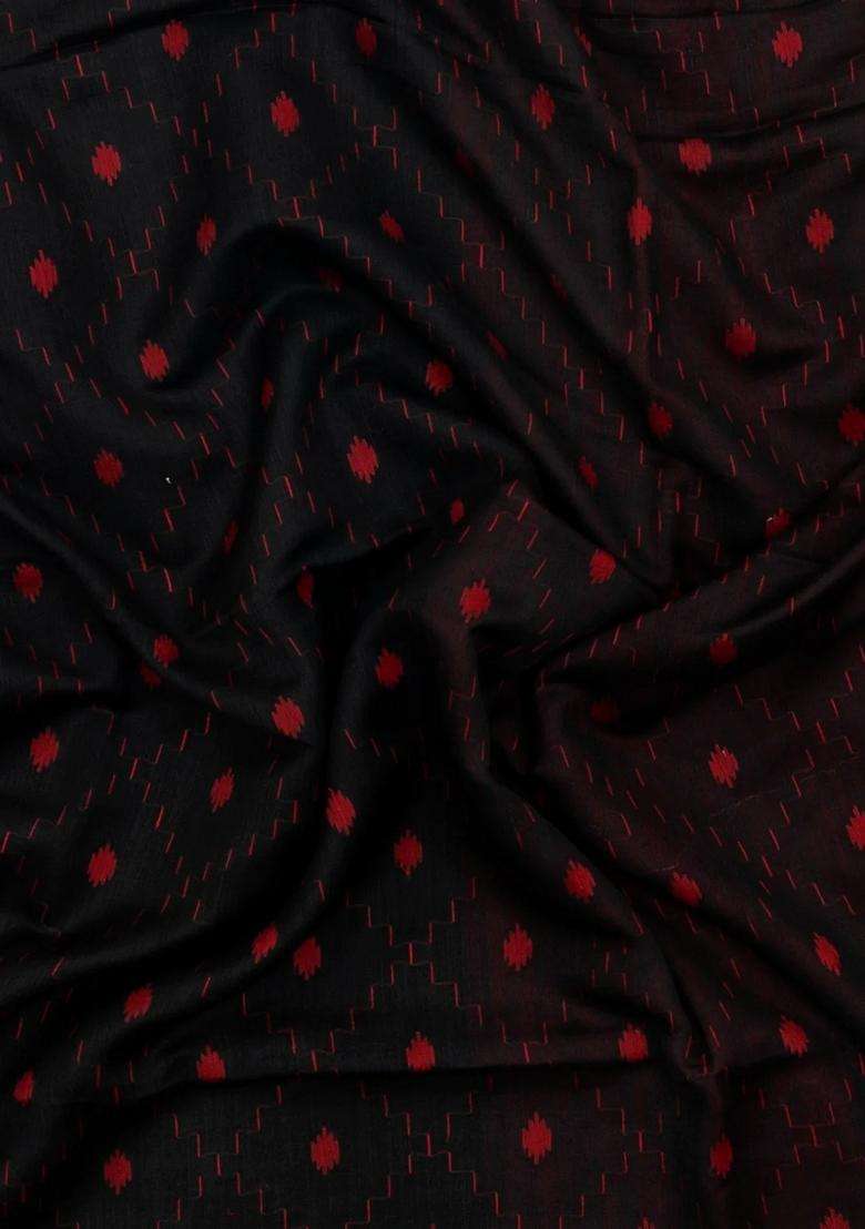 Black Woven Tussar Silk Saree With Buttas With Buttas And Brocade Design For Women - Indya