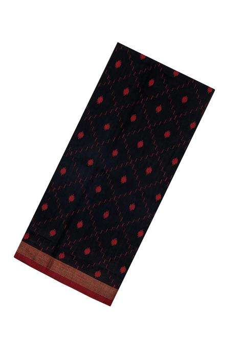 Black Woven Tussar Silk Saree With Buttas With Buttas And Brocade Design For Women