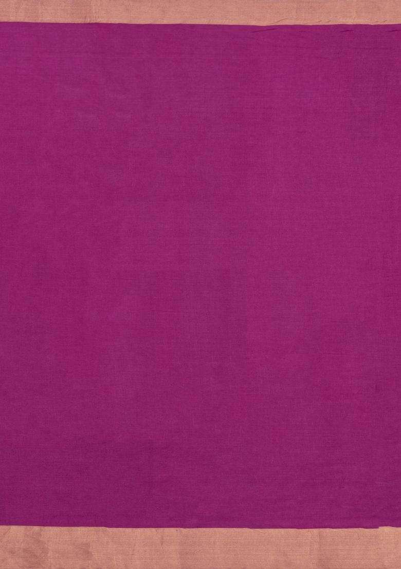 Magenta Woven Tussar Silk Saree With Buttas Zari Border With Buttas And Brocade Design For Women - Indya