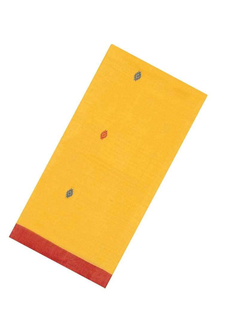 Yellow Woven Tussar Silk Saree With Buttas Contrast Border With Buttas And Brocade Design For Women - Indya