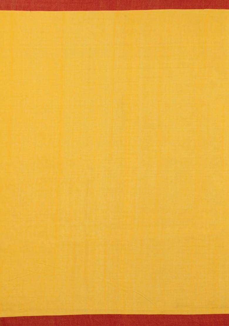 Yellow Woven Tussar Silk Saree With Buttas Contrast Border With Buttas And Brocade Design For Women - Indya