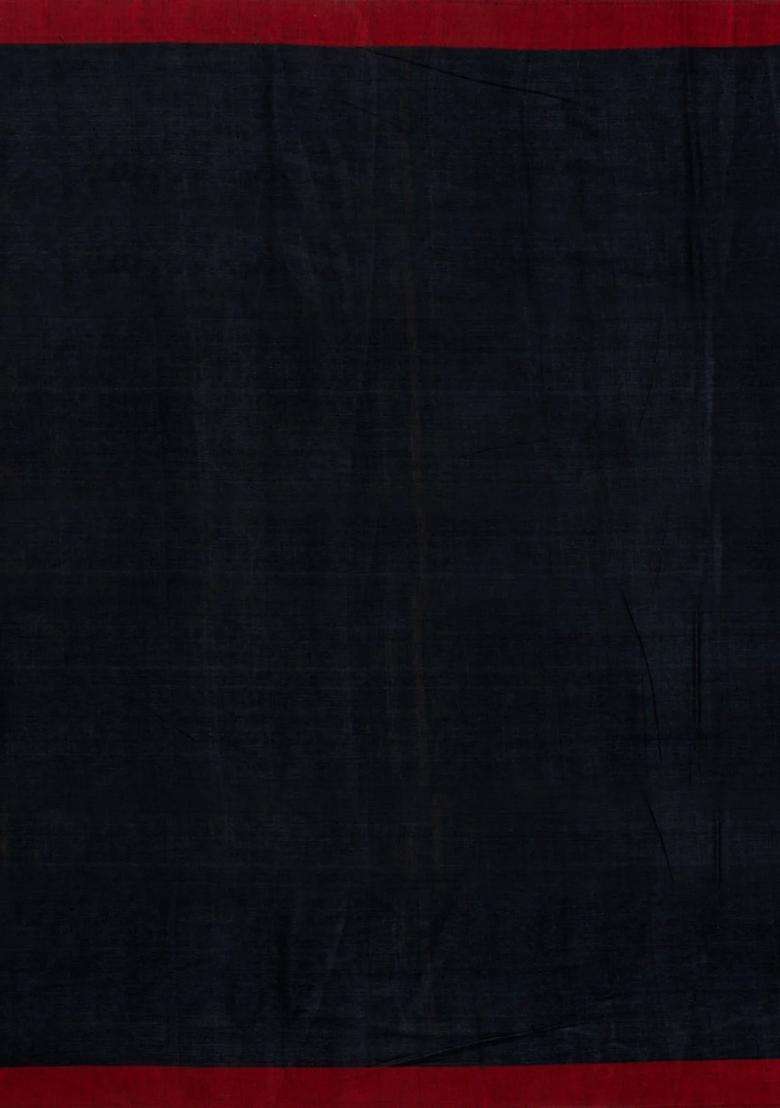 Black Woven Tussar Silk Saree With Buttas Contrast Border With Buttas And Brocade Design For Women - Indya