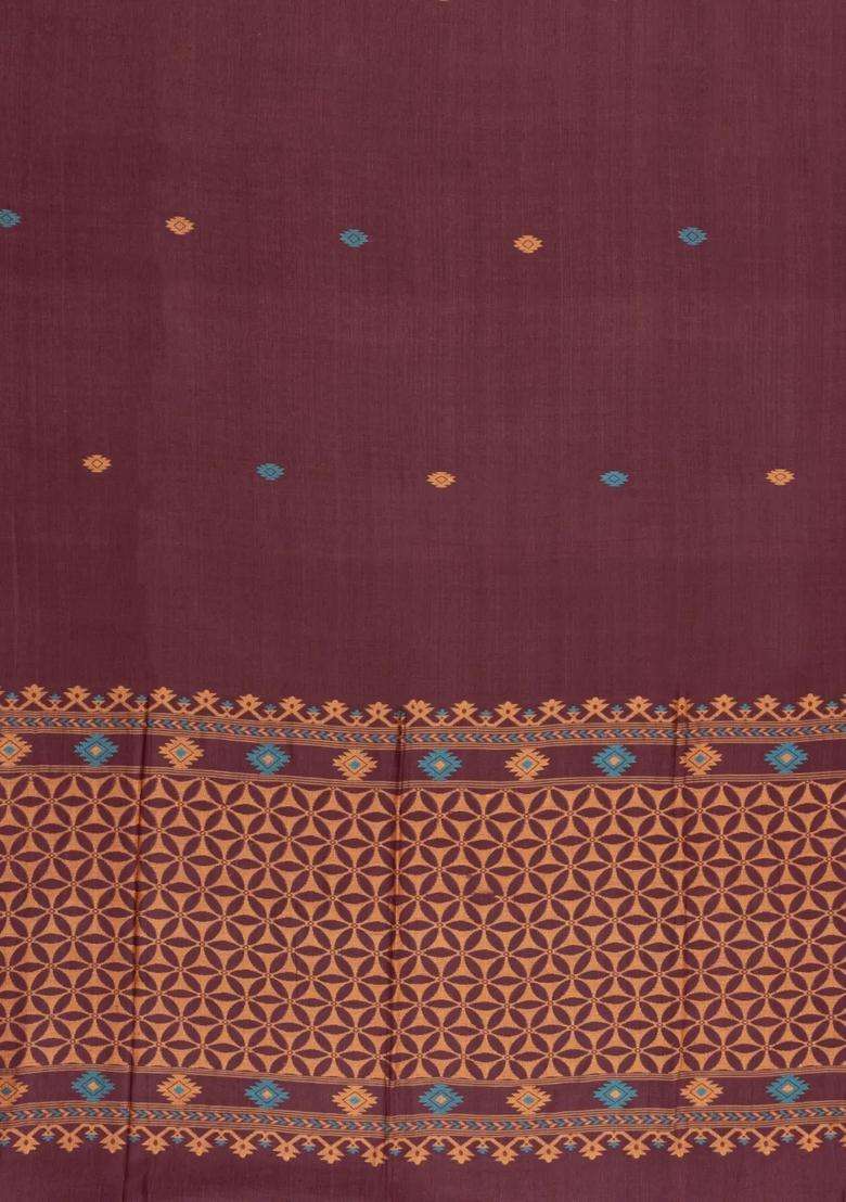 Brown Woven Tussar Silk Saree With Buttas Contrast Border With Buttas And Brocade Design For Women - Indya