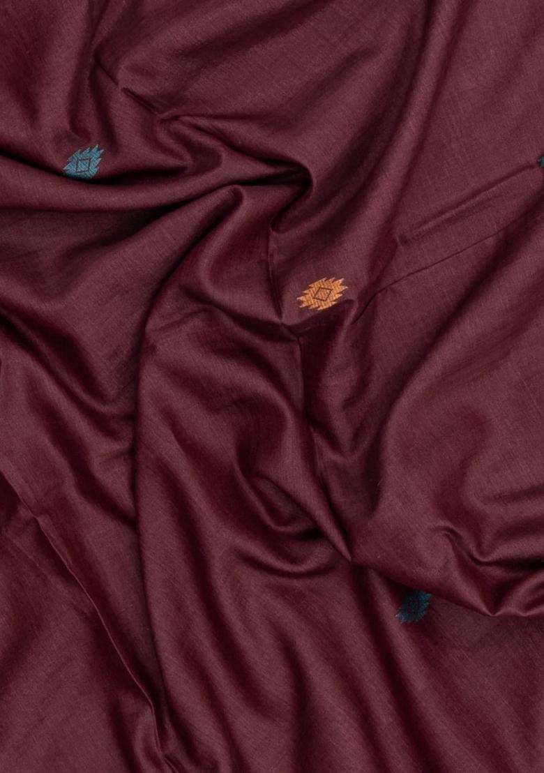Brown Woven Tussar Silk Saree With Buttas Contrast Border With Buttas And Brocade Design For Women - Indya