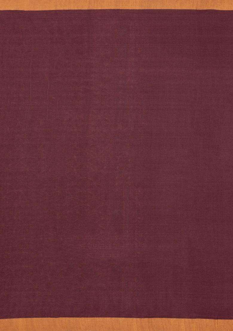 Brown Woven Tussar Silk Saree With Buttas Contrast Border With Buttas And Brocade Design For Women - Indya