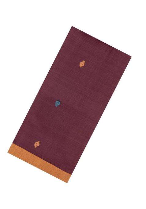 Brown Woven Tussar Silk Saree With Buttas Contrast Border With Buttas And Brocade Design For Women