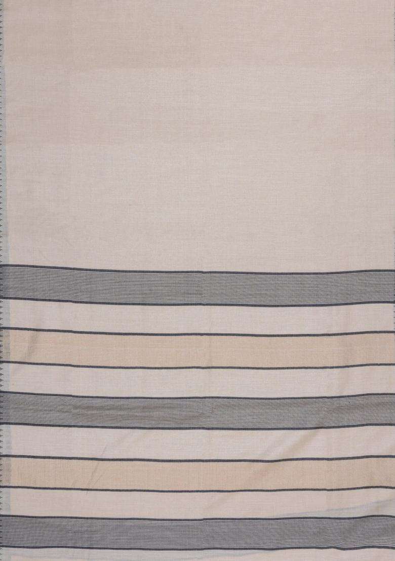 Taupe Woven Tussar Silk Saree With Contrast Border With Traditional Woven Design For Women - Indya