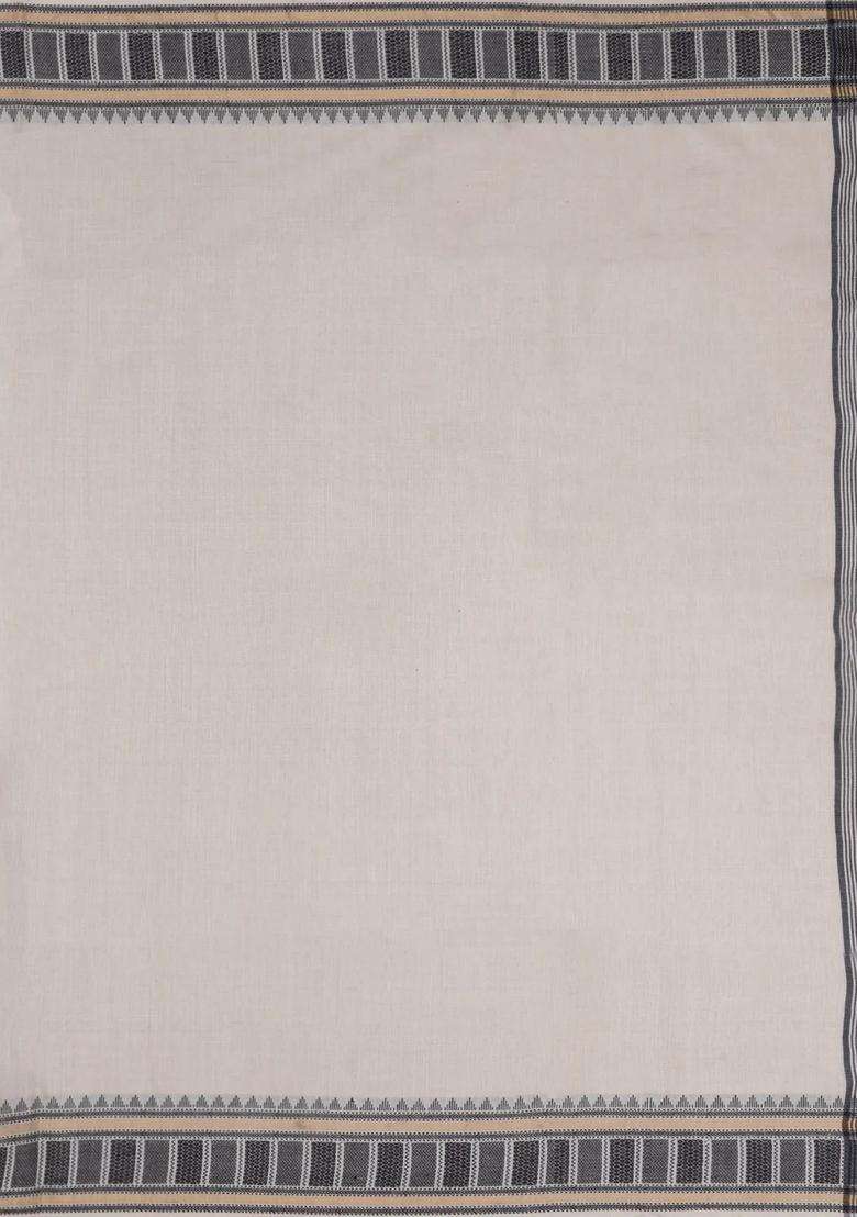 Taupe Woven Tussar Silk Saree With Contrast Border With Traditional Woven Design For Women - Indya