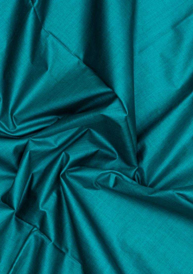 Turquoise Woven Tussar Silk Saree With Contrast Border With Traditional Woven Design For Women - Indya