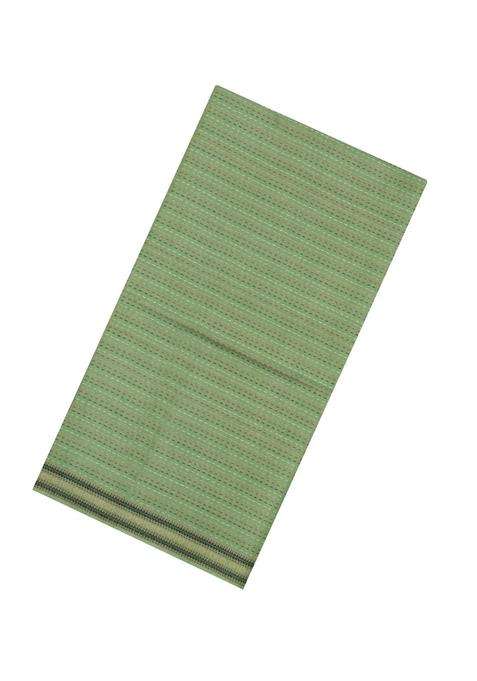 Cardamom Green Woven Tussar Silk Saree With Dotted Stripes With Checks And Stripes Design For Women