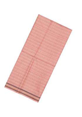 Baby Pink Woven Tussar Silk Saree With Dotted Stripes With Checks And Stripes Design For Women