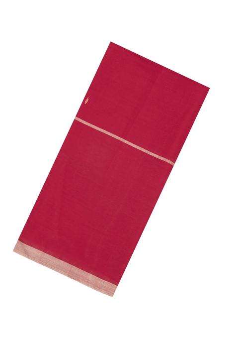 Red Handloom Bengal Cotton Saree With Buttas With Buttas And Brocade Design For Women