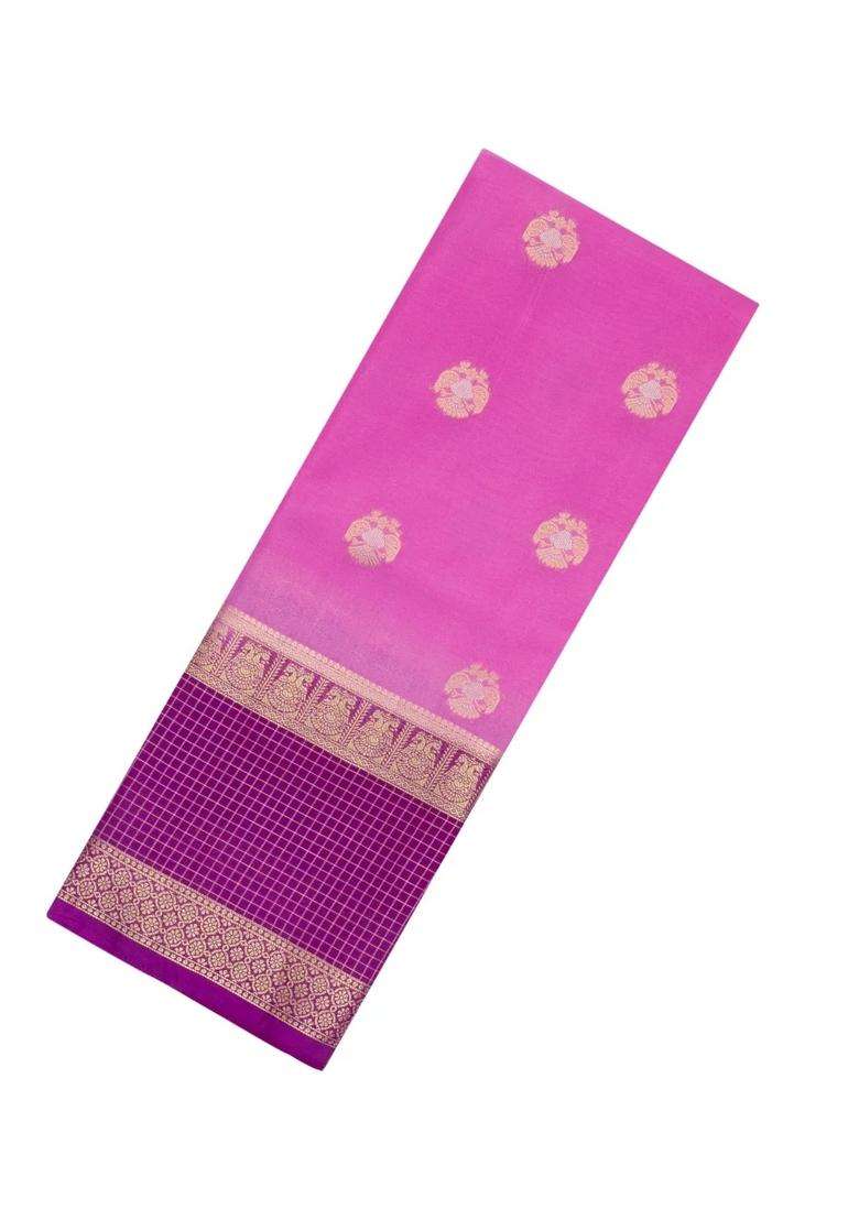 Pink Woven Blended Viscose Art Silk Saree With Zari Buttas With Buttas And Brocade Design For Women - Indya
