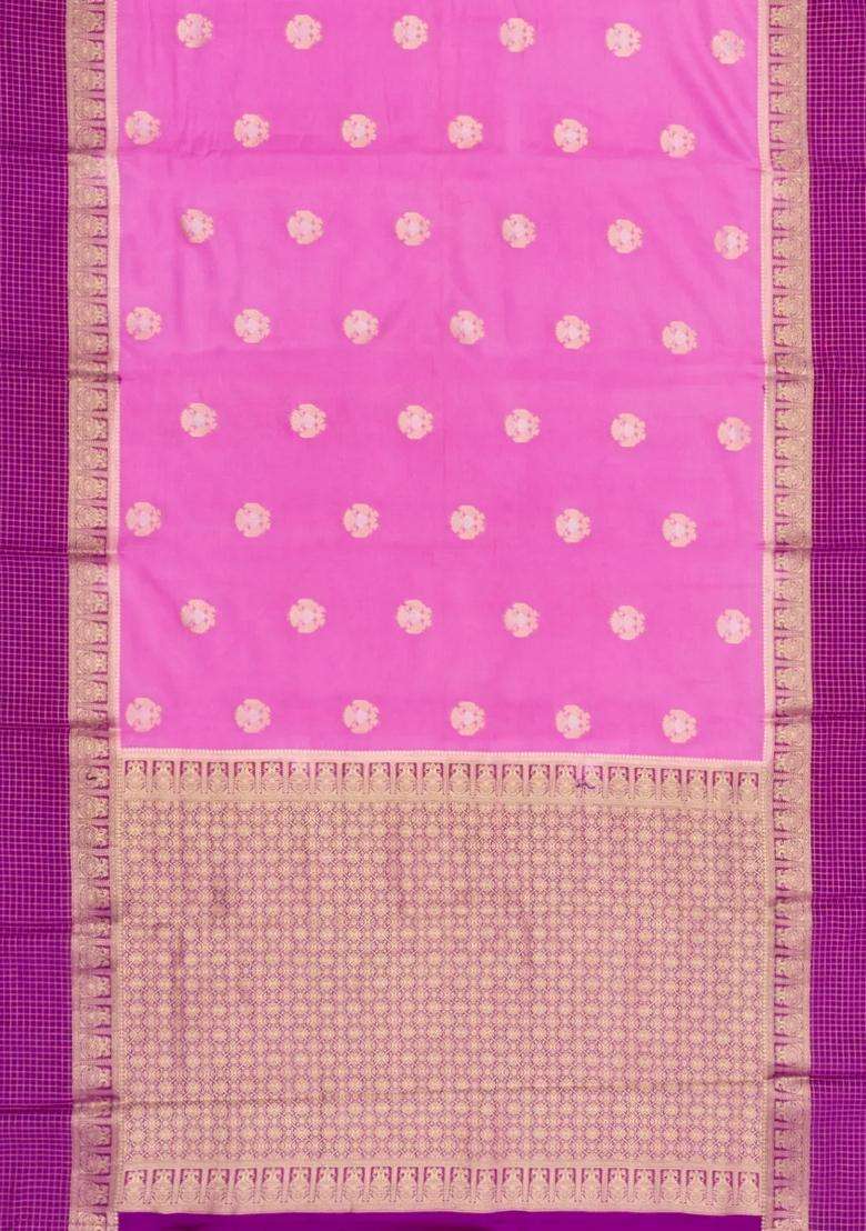 Pink Woven Blended Viscose Art Silk Saree With Zari Buttas With Buttas And Brocade Design For Women - Indya