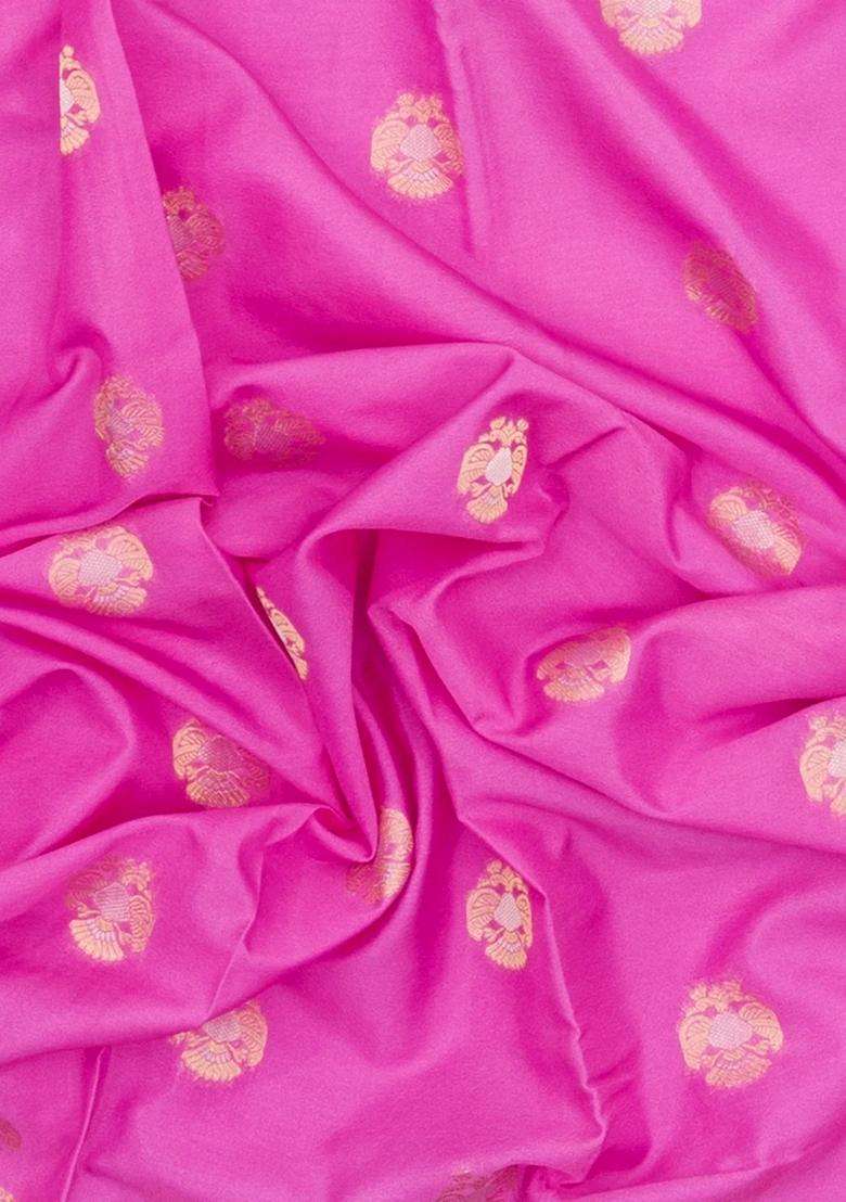 Pink Woven Blended Viscose Art Silk Saree With Zari Buttas With Buttas And Brocade Design For Women - Indya