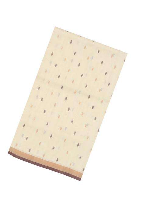 Cream Handloom Uppada Silk Saree With Mango Motifs Contrast Pallu With Buttas And Brocade Design For Women