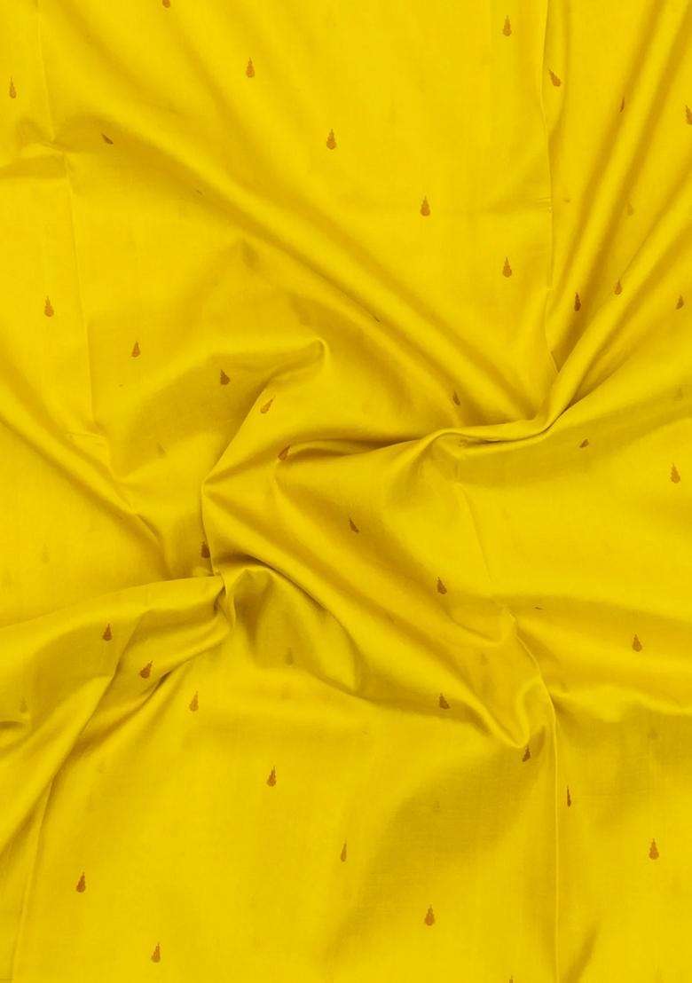 Lime Yellow Lemon Yellow Handloom Uppada Silk Saree With Meena Buttas Pallu With Buttas And Brocade Design For Women - Indya