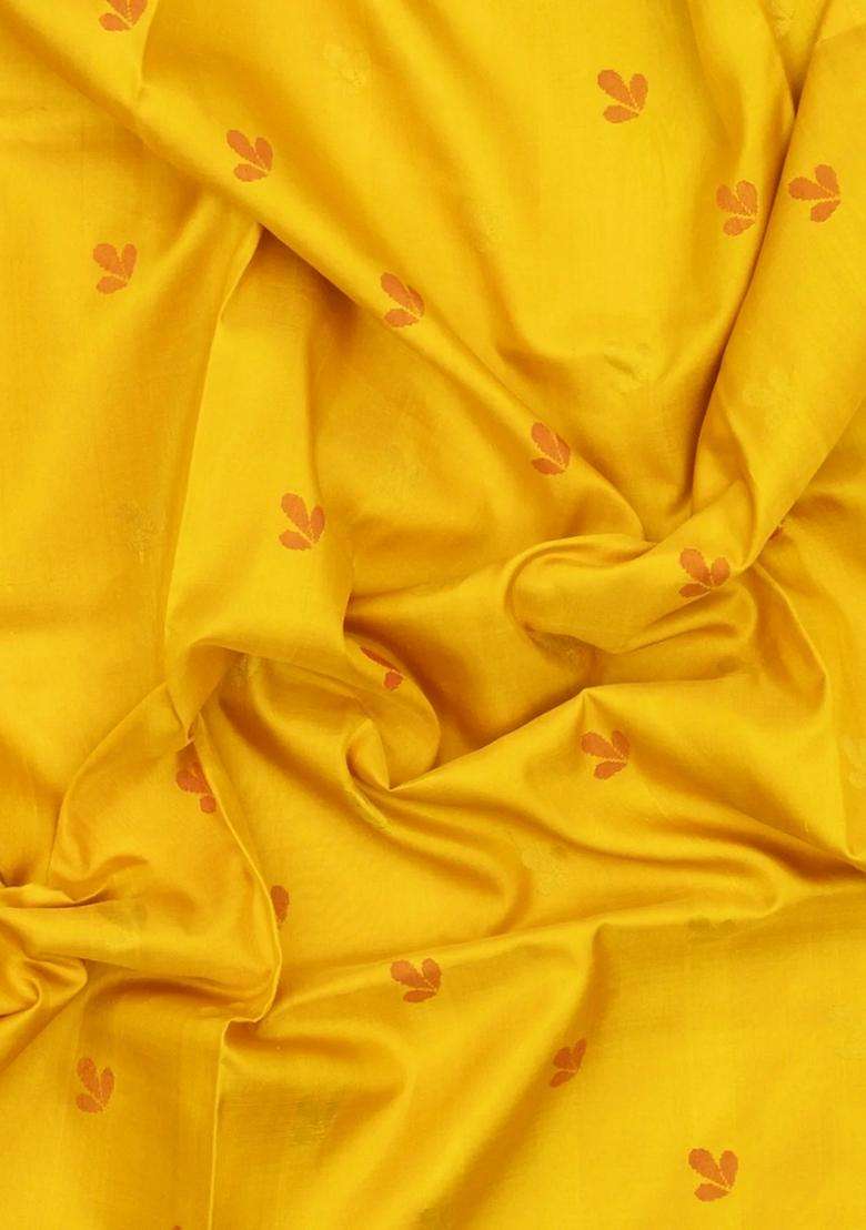 Yellow Handloom Uppada Silk Saree With Meena Floral Buttas With Buttas And Brocade Design For Women - Indya