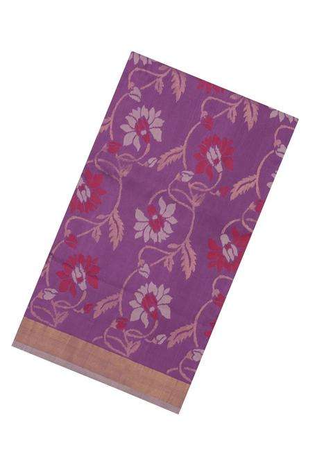 Lavander Lavender Handloom Uppada Silk Saree With Floral Vine Zari Motifs With Buttas And Brocade Design For Women