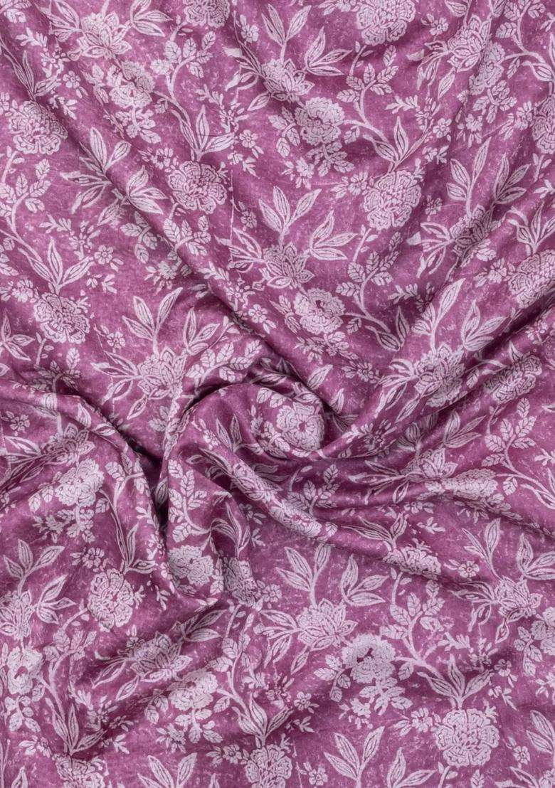 Pink Printed Chanderi Cotton Saree With Zari Border For Women - Indya