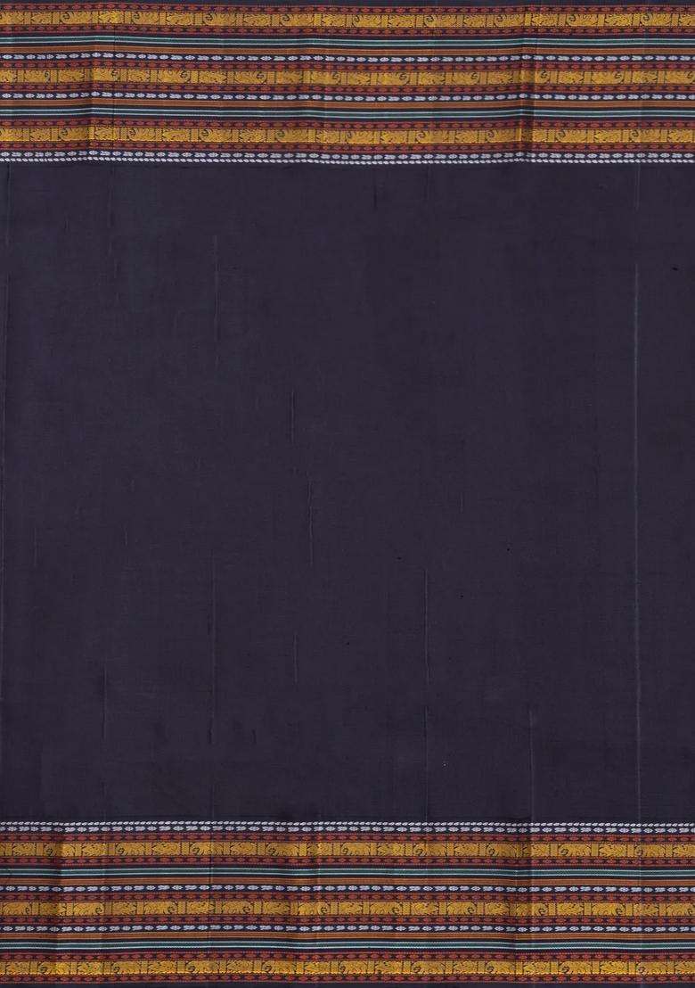 Orange Handloom Korvai Kanchipuram Silk Saree With Silk Checks With Korvai And Temple Border Design For Women - Indya