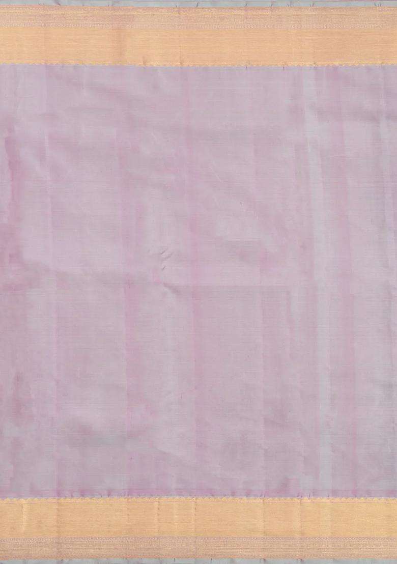 Purple Handloom Kanchipuram Silk Saree With Floral Motifs With Buttas And Brocade Design For Women - Indya