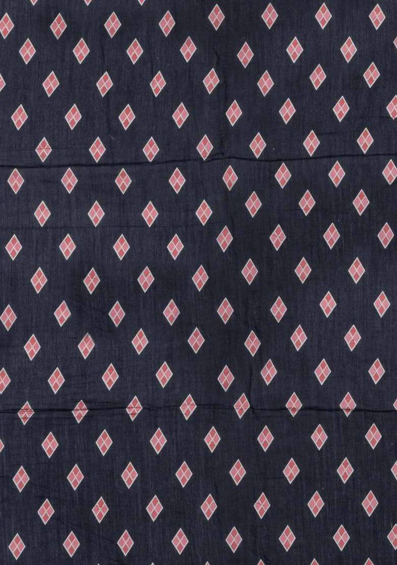 Black Printed Synthetic Silk Tussar Saree With Jhalar For Women - Indya