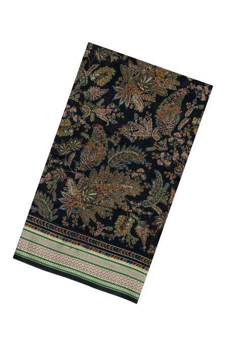Black Printed Synthetic Dola Silk Saree With Viscose Border For Women