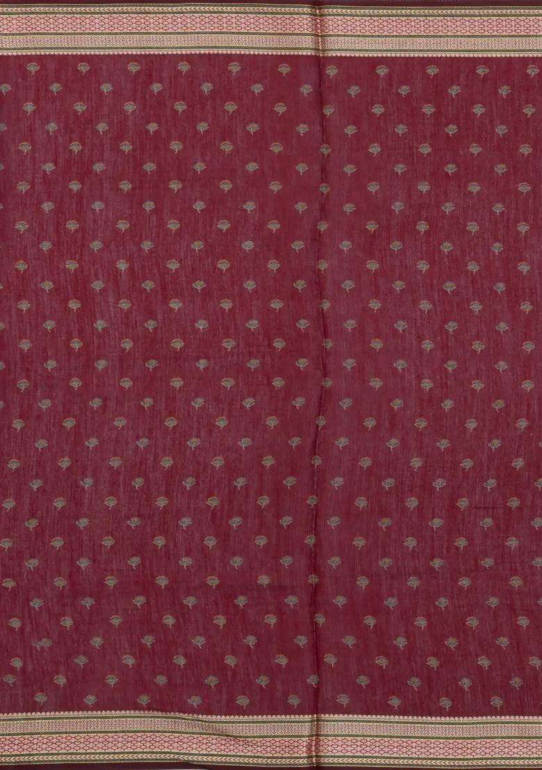 Crimson Printed Synthetic Dola Silk Saree With Viscose Border For Women - Indya
