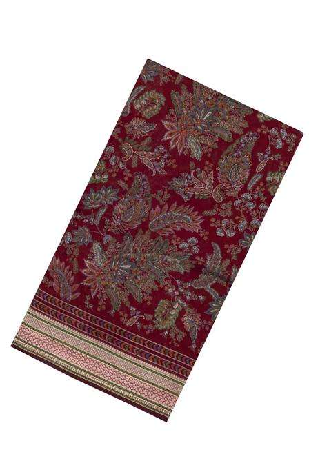 Crimson Printed Synthetic Dola Silk Saree With Viscose Border For Women