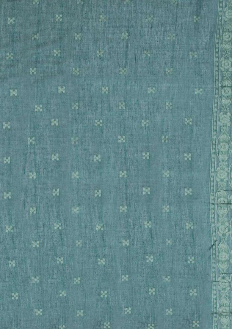 Cream Printed Art Chanderi Silk Cotton Saree With Jhalar For Women - Indya
