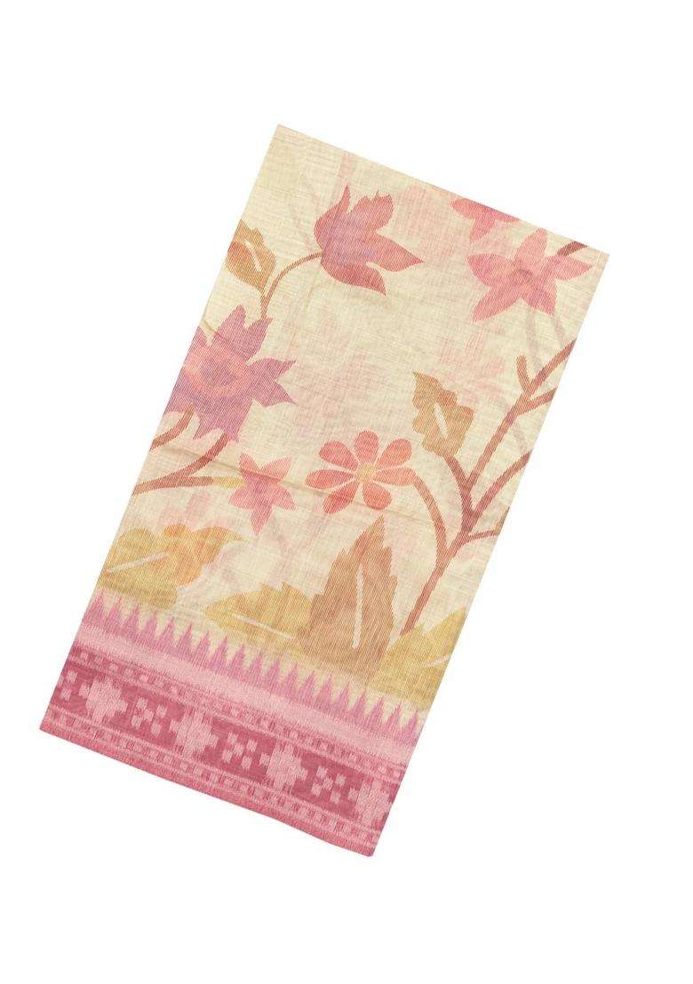 Yellow Printed Art Chanderi Silk Cotton Saree With Jhalar For Women - Indya