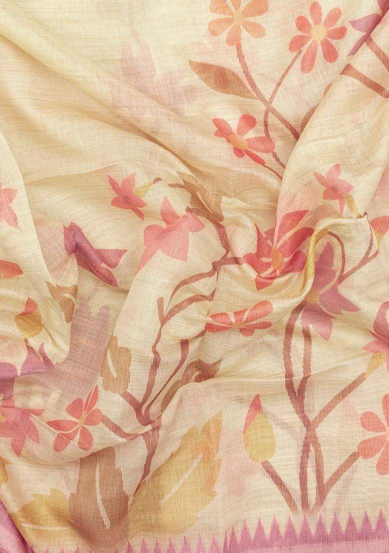 Yellow Printed Art Chanderi Silk Cotton Saree With Jhalar For Women - Indya