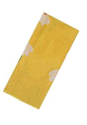 Yellow Printed Synthetic Linen Saree With Floral Motifs For Women