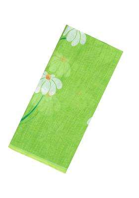 Light Green Printed Synthetic Linen Saree With Floral Motifs For Women