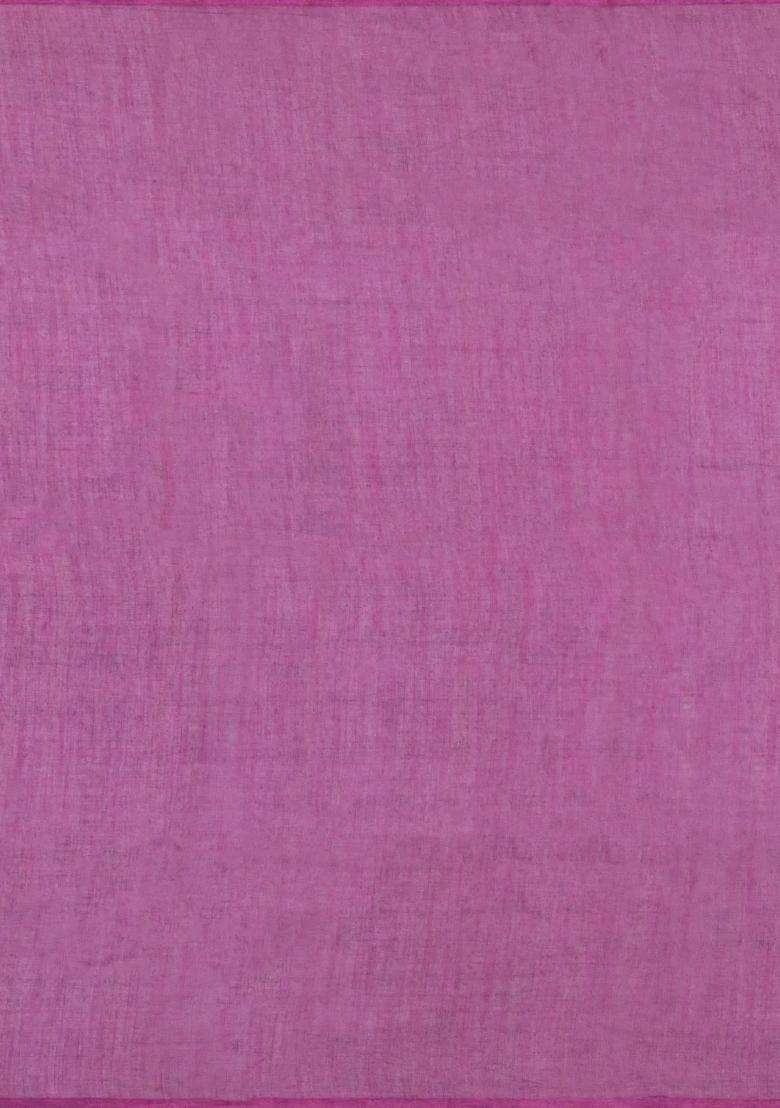 Lilac Printed Synthetic Linen Saree With Floral Motifs For Women - Indya