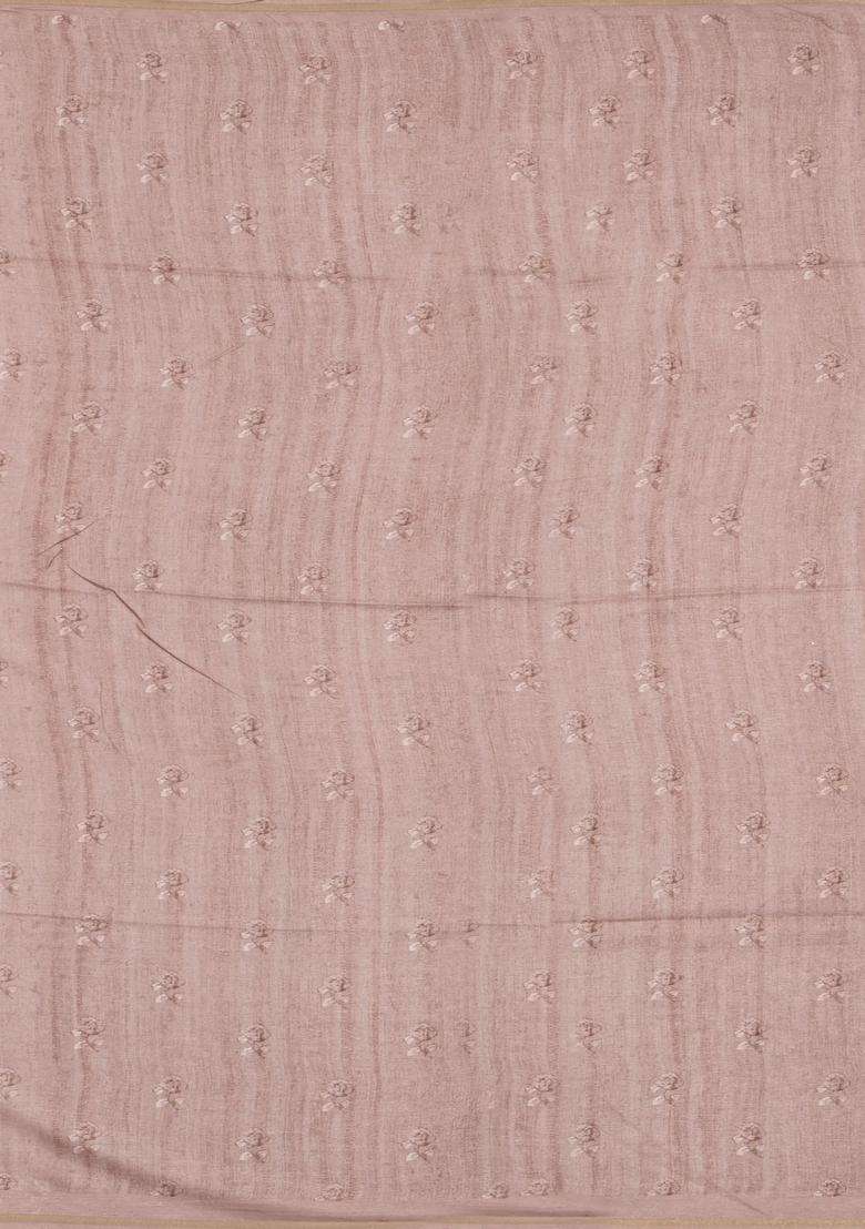 Dusty Pink Printed Synthetic Tussar Silk Saree With Zari Border For Women - Indya