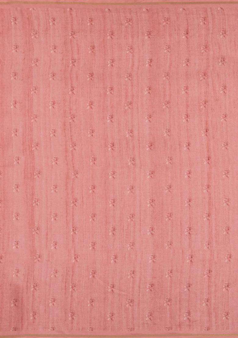 Taupe Printed Synthetic Tussar Silk Saree With Zari Border For Women - Indya