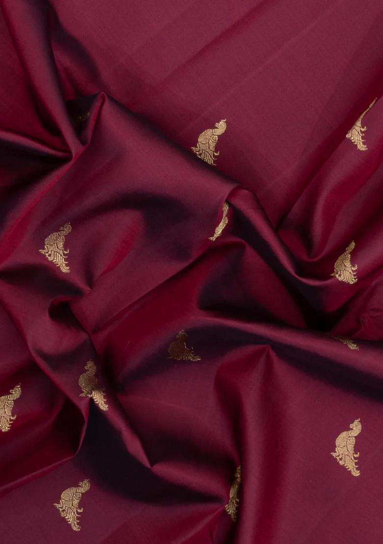 Bottle Green Crimson Handloom Korvai Kanchipuram Rising Border Silk Saree With Korvai And Temple Border Design For Women - Indya