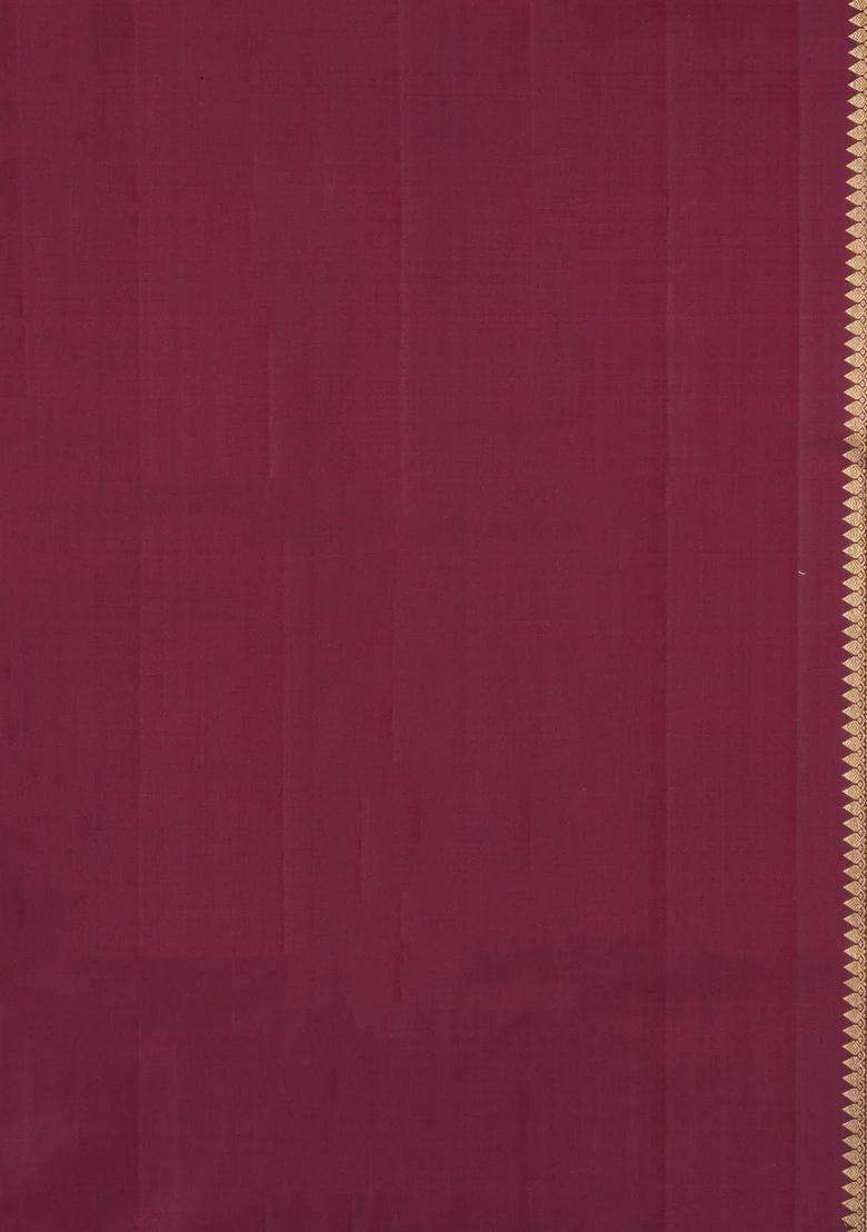 Bottle Green Crimson Handloom Korvai Kanchipuram Rising Border Silk Saree With Korvai And Temple Border Design For Women - Indya