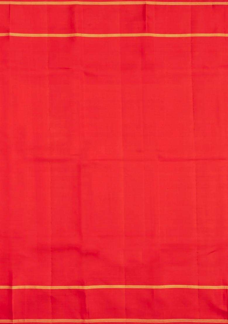 Yellow Handloom Korvai Kanchipuram Silk Saree With Silk Checks With Korvai And Temple Border Design For Women - Indya