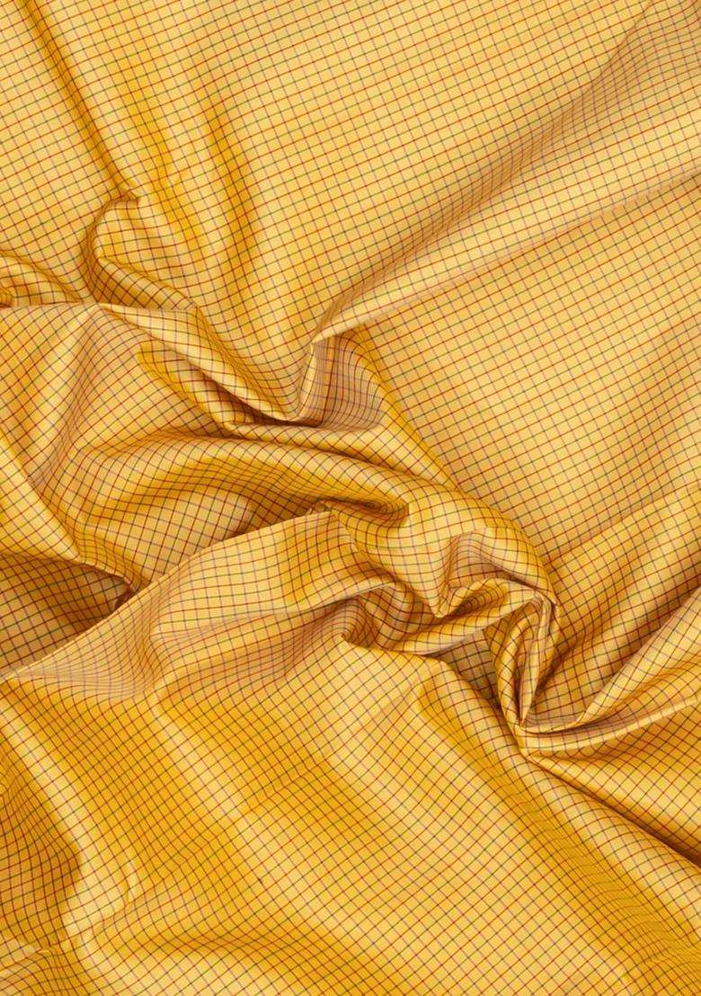 Sandal Handloom Korvai Kanchipuram Silk Saree With Ganga Jamuna Border With Korvai And Temple Border Design For Women - Indya