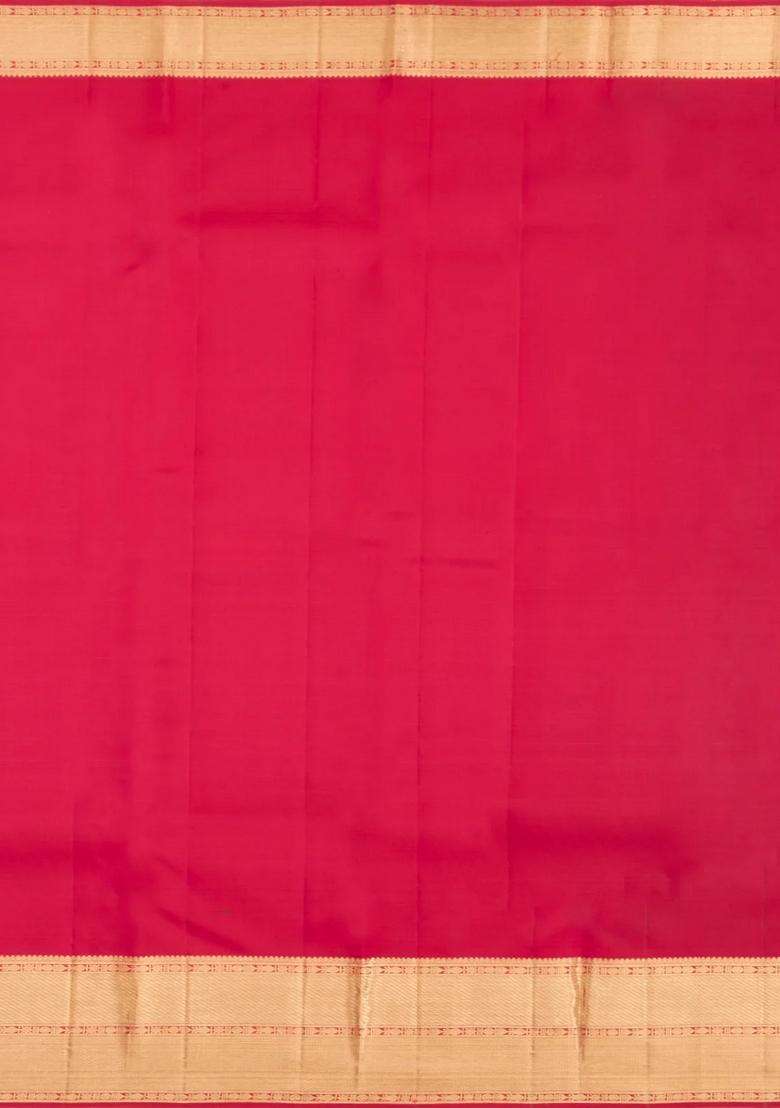 Maroon Handloom Kanchipuram Silk Saree With Zari Stripes Buttas With Buttas And Brocade Design For Women - Indya