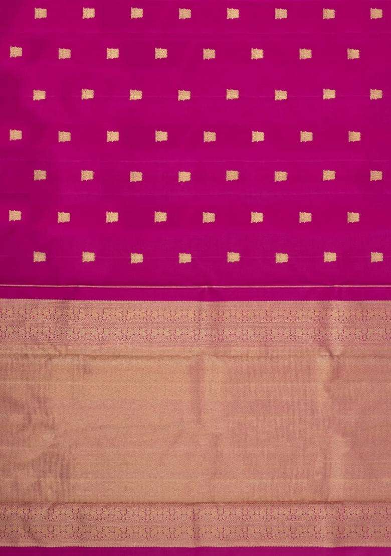 Pink Handloom Kanchipuram Silk Saree With Zari Buttas With Buttas And Brocade Design For Women - Indya