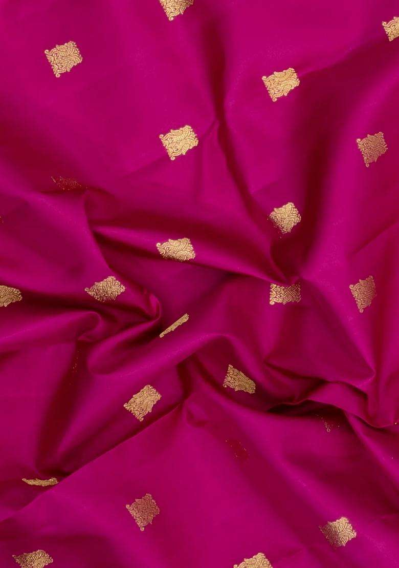 Pink Handloom Kanchipuram Silk Saree With Zari Buttas With Buttas And Brocade Design For Women - Indya