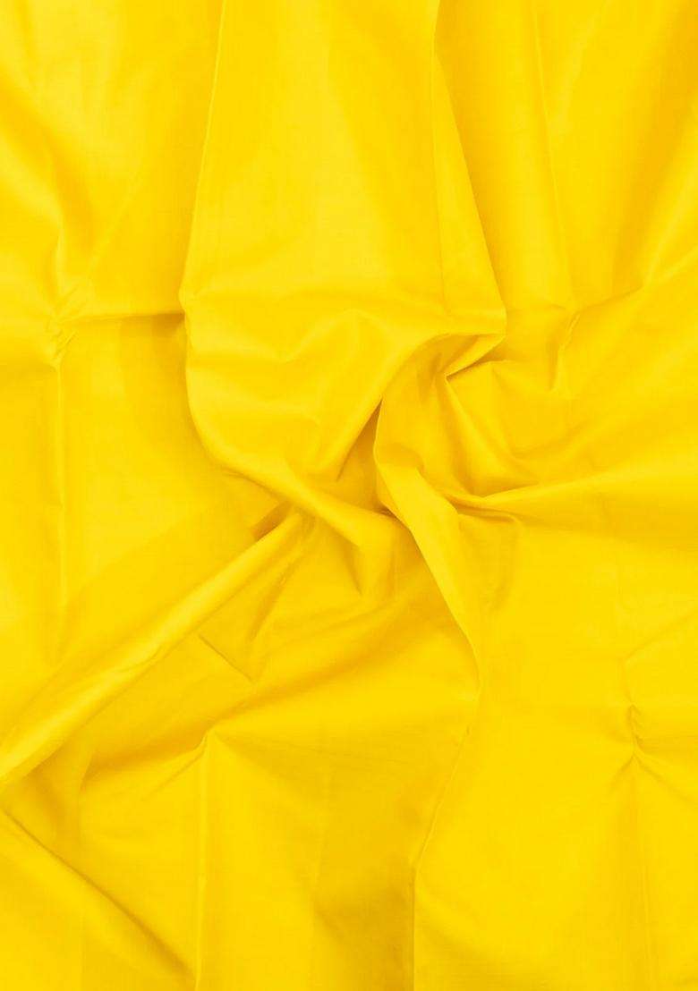 Yellow Handloom Korvai Kanchipuram Silk Saree With Contrast Border With Korvai And Temple Border Design For Women - Indya