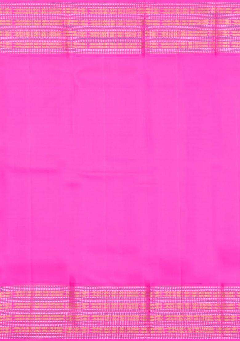 Purple Handloom Korvai Kanchipuram Silk Saree With Buttas With Korvai And Temple Border Design For Women - Indya