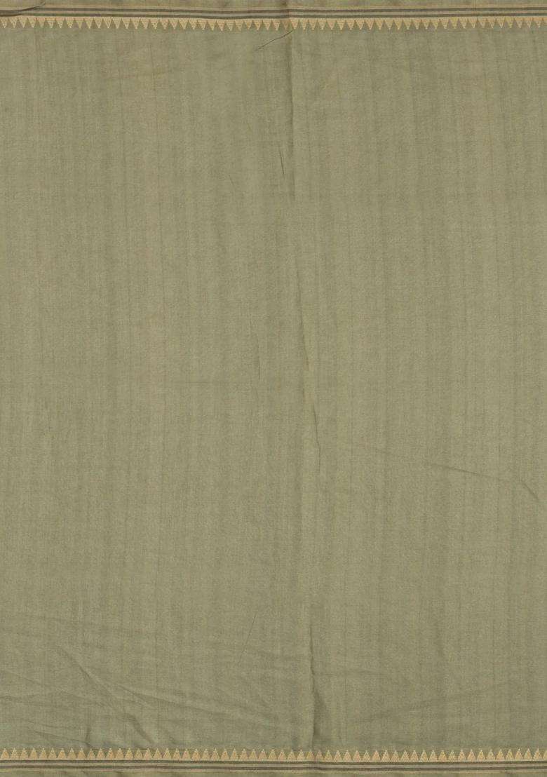 Off White Printed Synthetic Tussar Silk Saree With Floral Motifs For Women - Indya